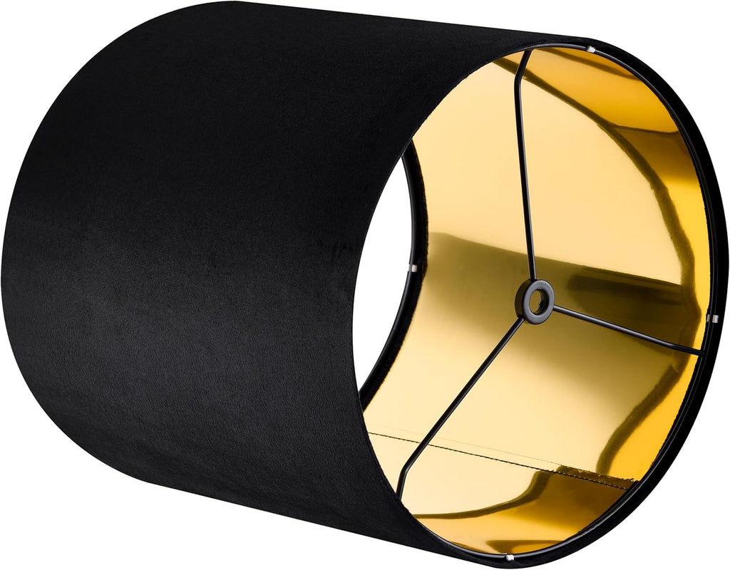 GOSO Tall Drum Velvet Black Lamp Shades Set of 2- Lampshades for Table Lamps-10 * 10 * 10 inch (Spider) Small Drum Shade-Modern Lampshade-DIY Shade-Replacement,Easy Assembly-Handcraft-Rustic