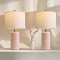 PoKat 20.75" Small Modern Ceramic Table Lamps Set of 2 for Bedroom, White Bedside Lamps for Night Stands, Farmhouse Desk Home Decor Gift Nightstand Table Lamps for Living Room End Table Beige
