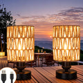 Cordless Rechargeable Outdoor Table Lamps, Battery Operated Table Lamp, Stepless Dimmable for Patio, Living Room, and Bedroom (Bulb Included) - Set of 2 (Black)